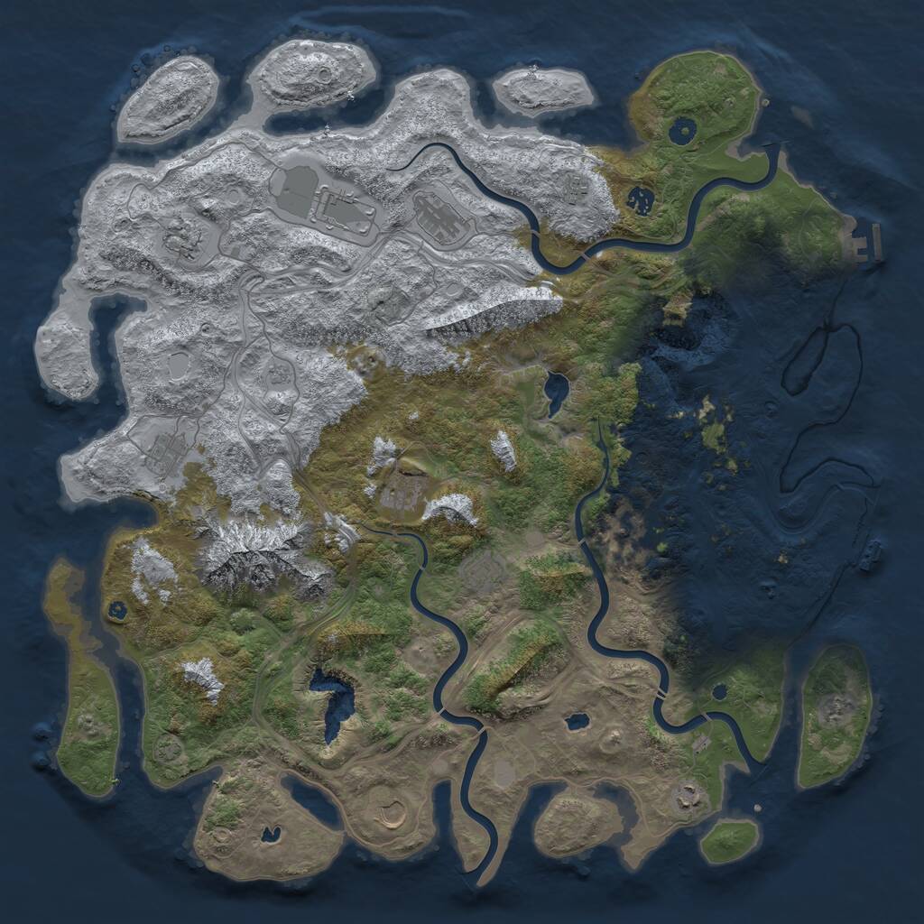 Rust Map: Procedural Map, Size: 5000, Seed: 121767857, 17 Monuments