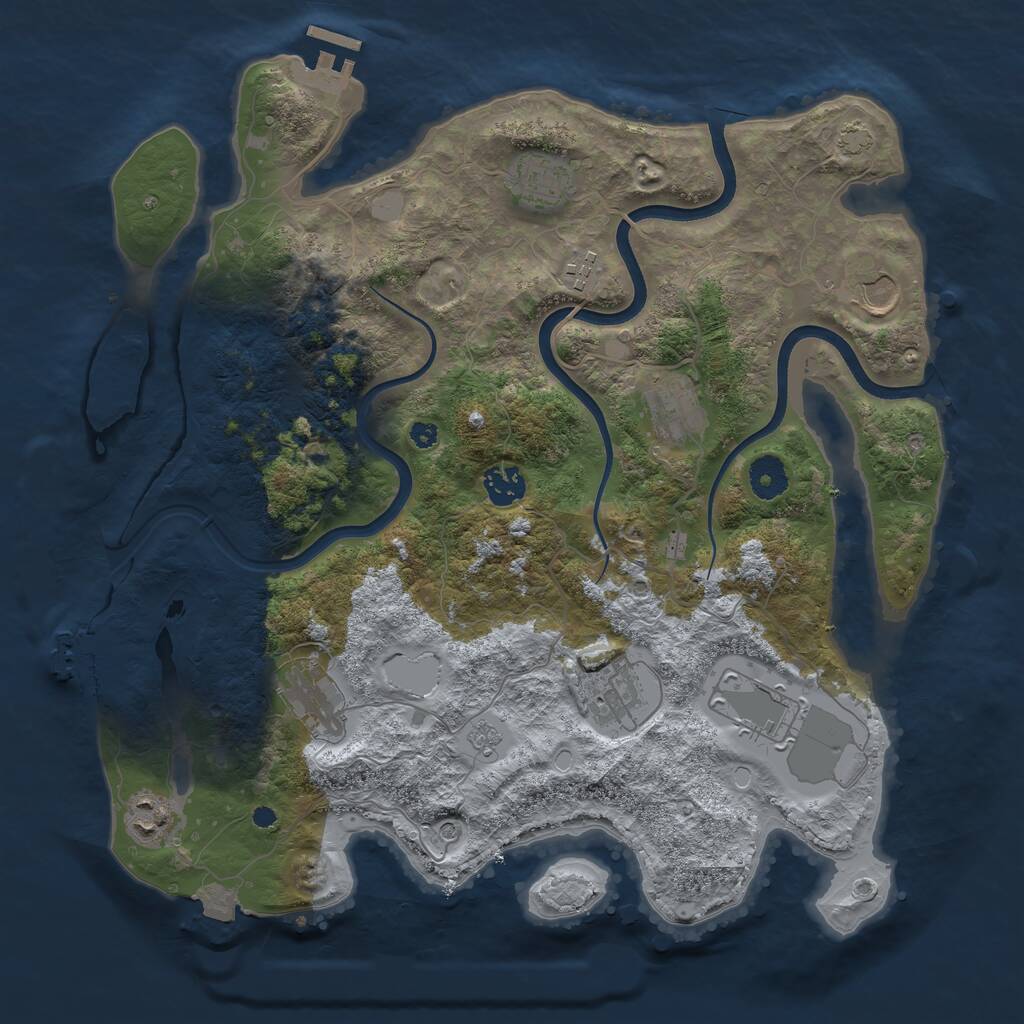 Rust Map: Procedural Map, Size: 3750, Seed: 2036123166, 15 Monuments
