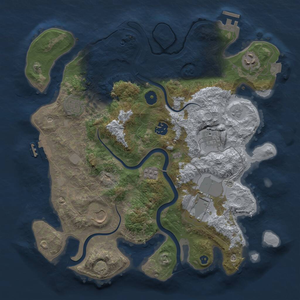 Rust Map: Procedural Map, Size: 3500, Seed: 488173638, 13 Monuments