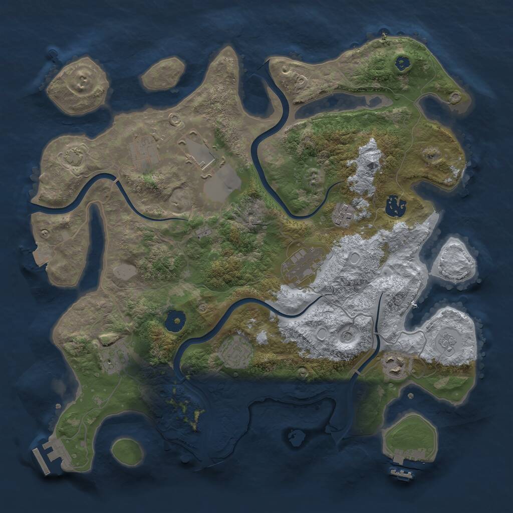 Rust Map: Procedural Map, Size: 3600, Seed: 840, 14 Monuments