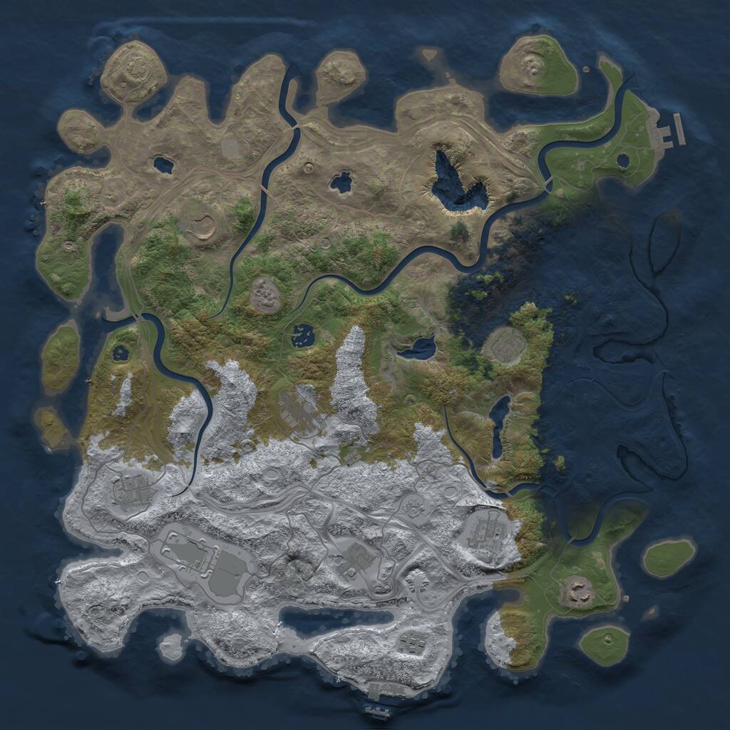Rust Map: Procedural Map, Size: 4500, Seed: 1070820029, 16 Monuments