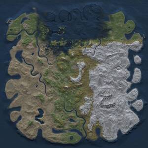 Thumbnail Rust Map: Procedural Map, Size: 6000, Seed: 7513863, 17 Monuments