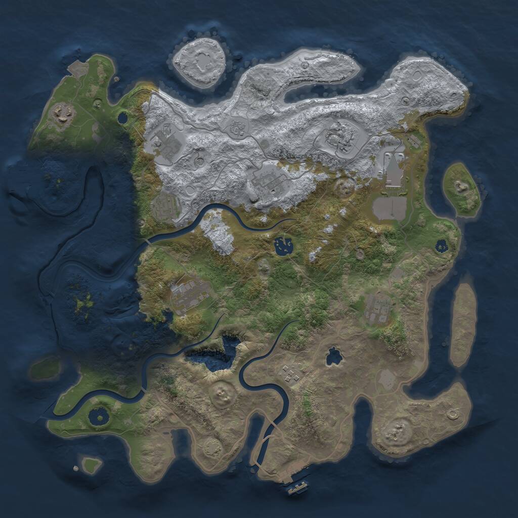 Rust Map: Procedural Map, Size: 4000, Seed: 25545, 16 Monuments