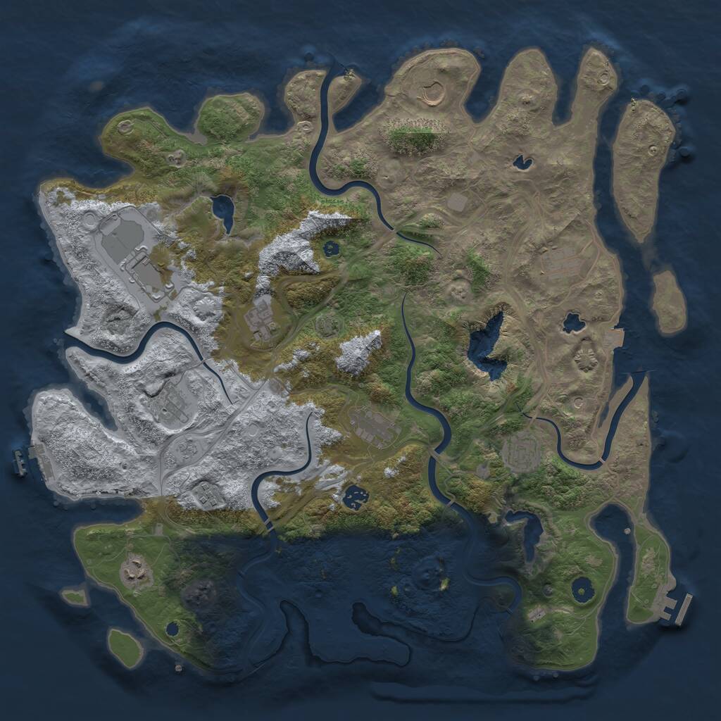 Rust Map: Procedural Map, Size: 4500, Seed: 837887931, 16 Monuments