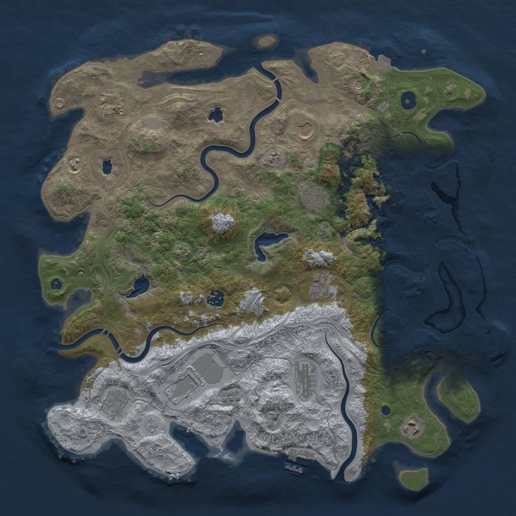 Rust Map: Procedural Map, Size: 4500, Seed: 2467567, 16 Monuments