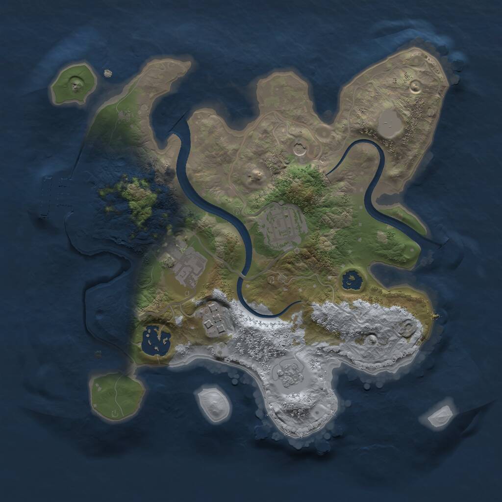 Rust Map: Procedural Map, Size: 2500, Seed: 577677011, 8 Monuments