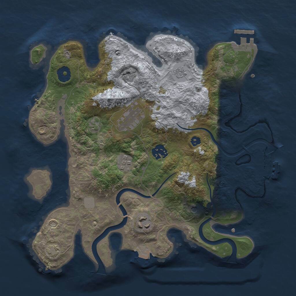 Rust Map: Procedural Map, Size: 3000, Seed: 2007804286, 10 Monuments