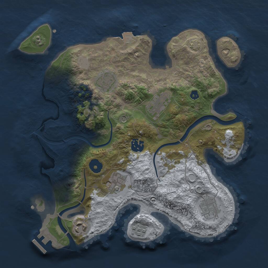 Rust Map: Procedural Map, Size: 3000, Seed: 37874, 11 Monuments