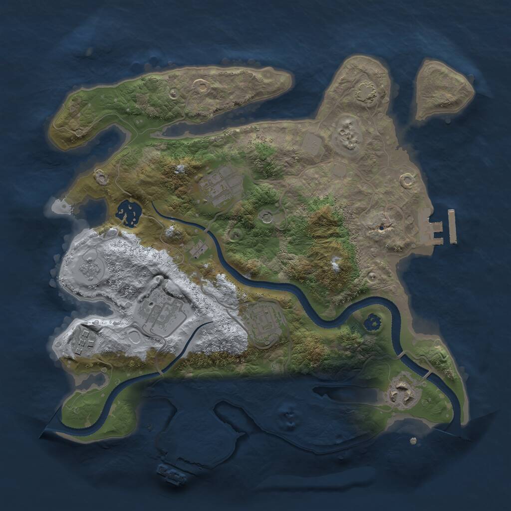 Rust Map: Procedural Map, Size: 3000, Seed: 1159910439, 12 Monuments