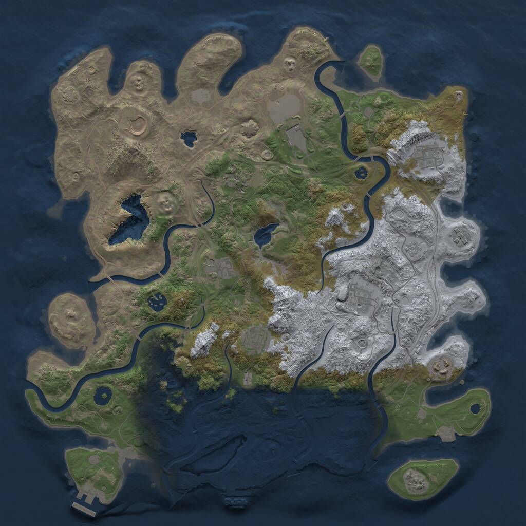Rust Map: Procedural Map, Size: 4250, Seed: 1360358368, 16 Monuments