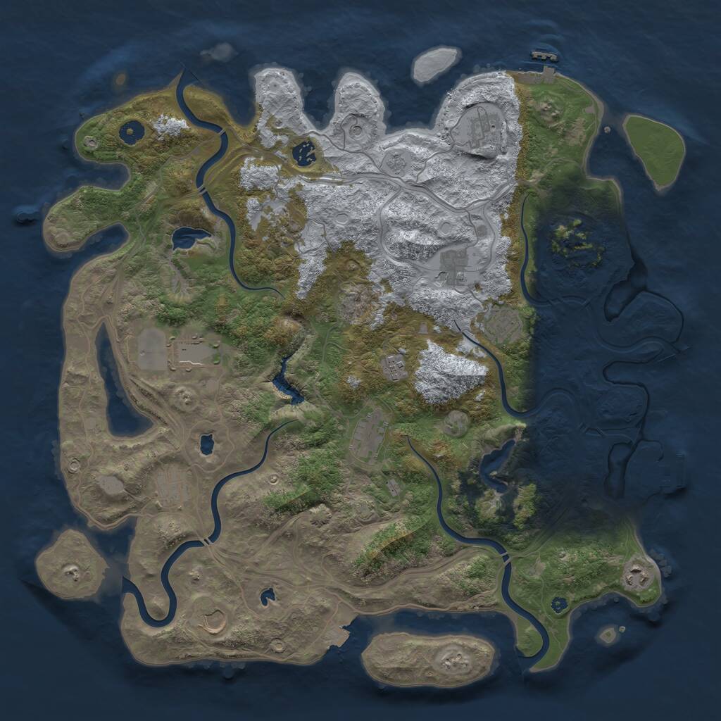 Rust Map: Procedural Map, Size: 4500, Seed: 208602944, 17 Monuments
