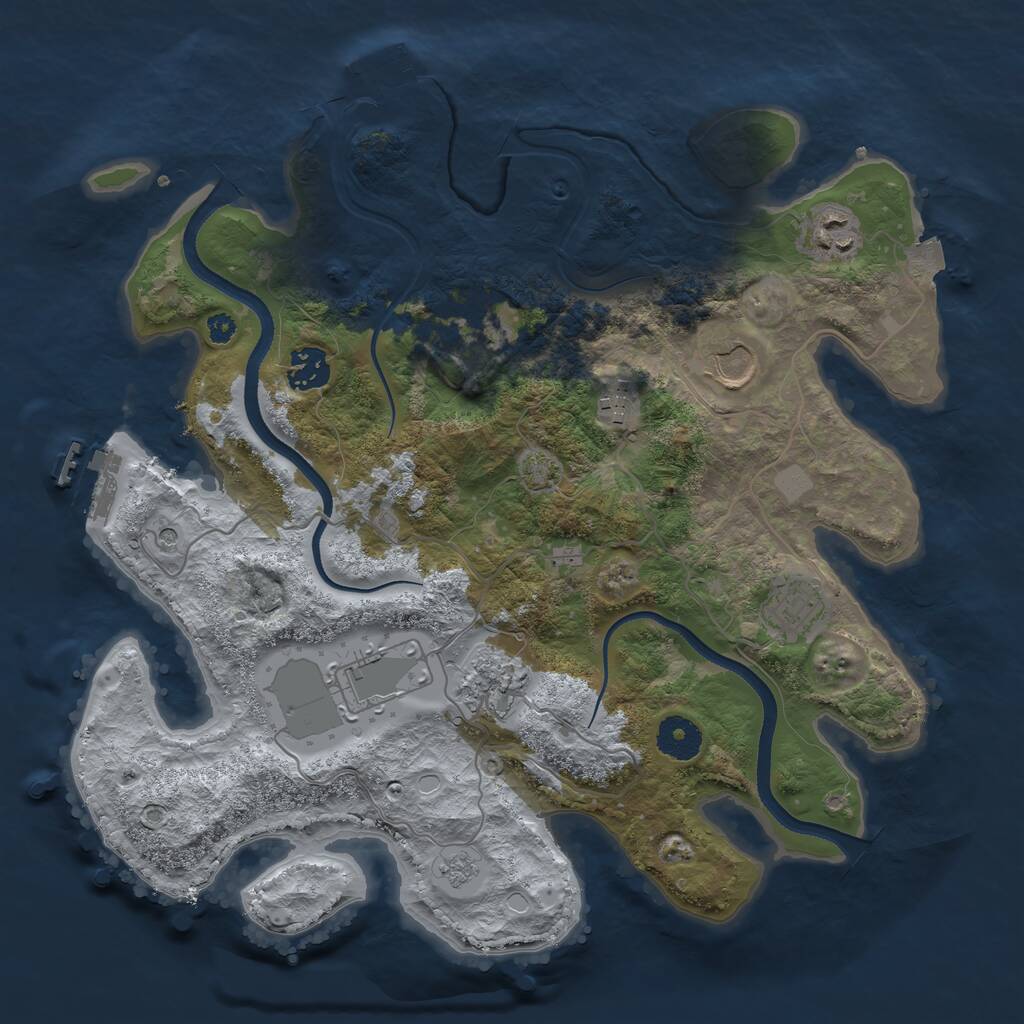 Rust Map: Procedural Map, Size: 3500, Seed: 623288826, 14 Monuments