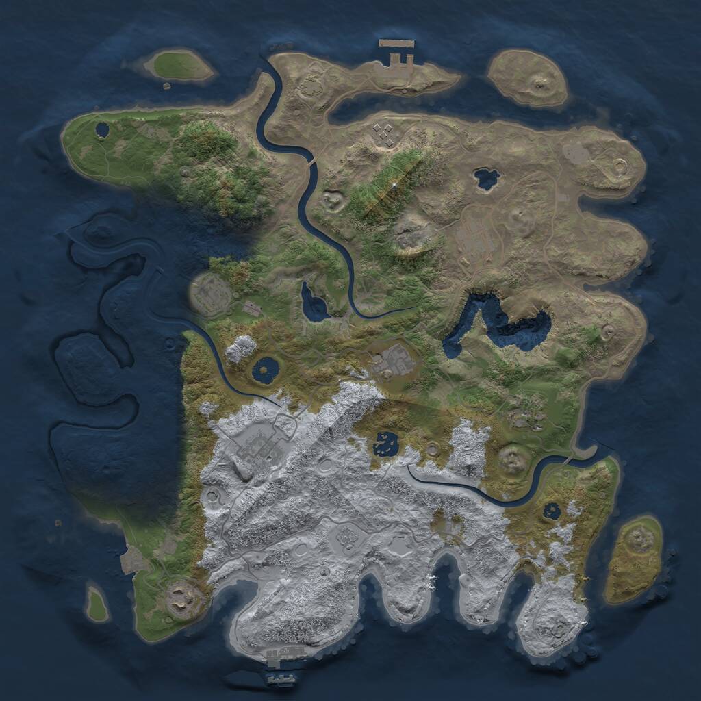 Rust Map: Procedural Map, Size: 4000, Seed: 1116180985, 14 Monuments