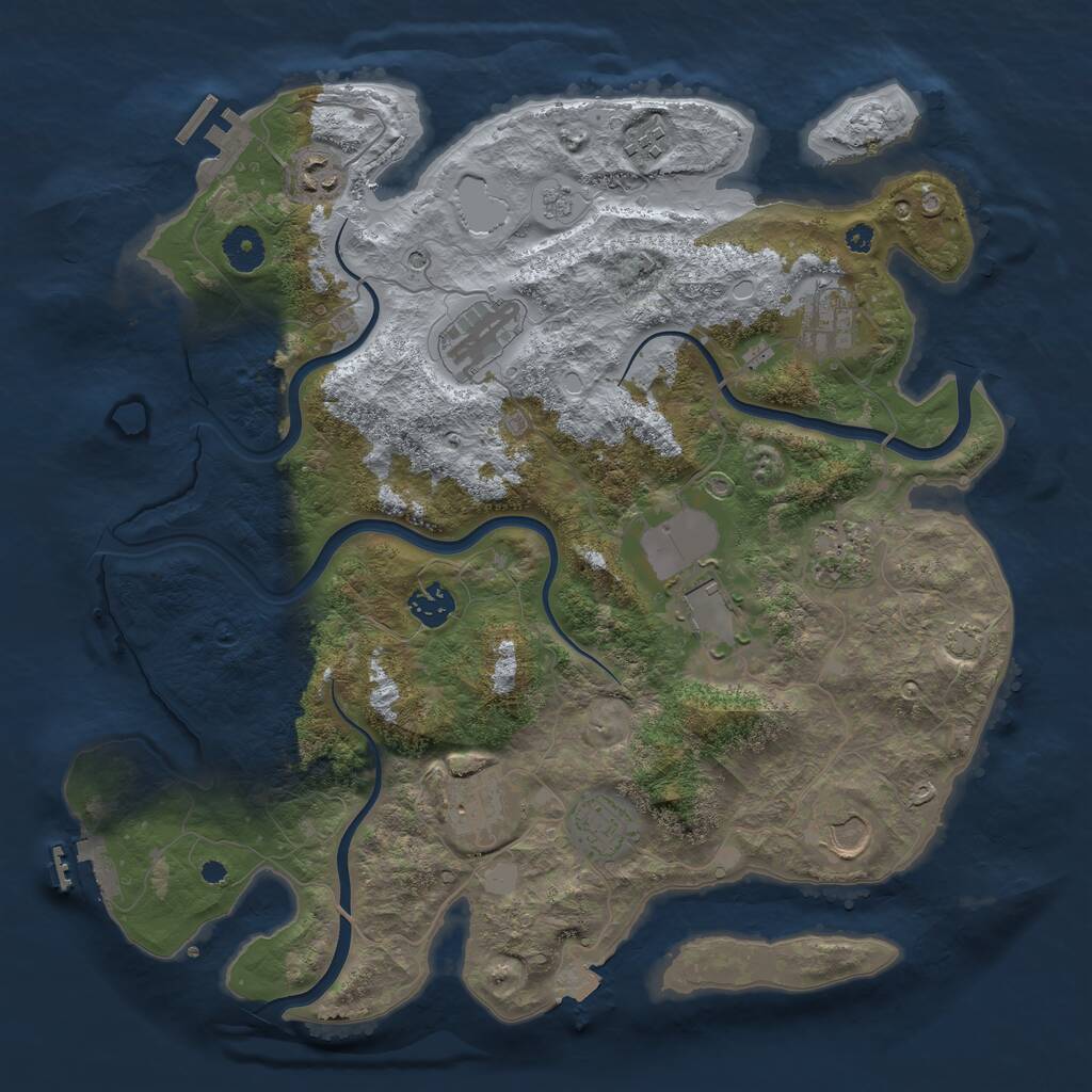 Rust Map: Procedural Map, Size: 3800, Seed: 955070366, 16 Monuments