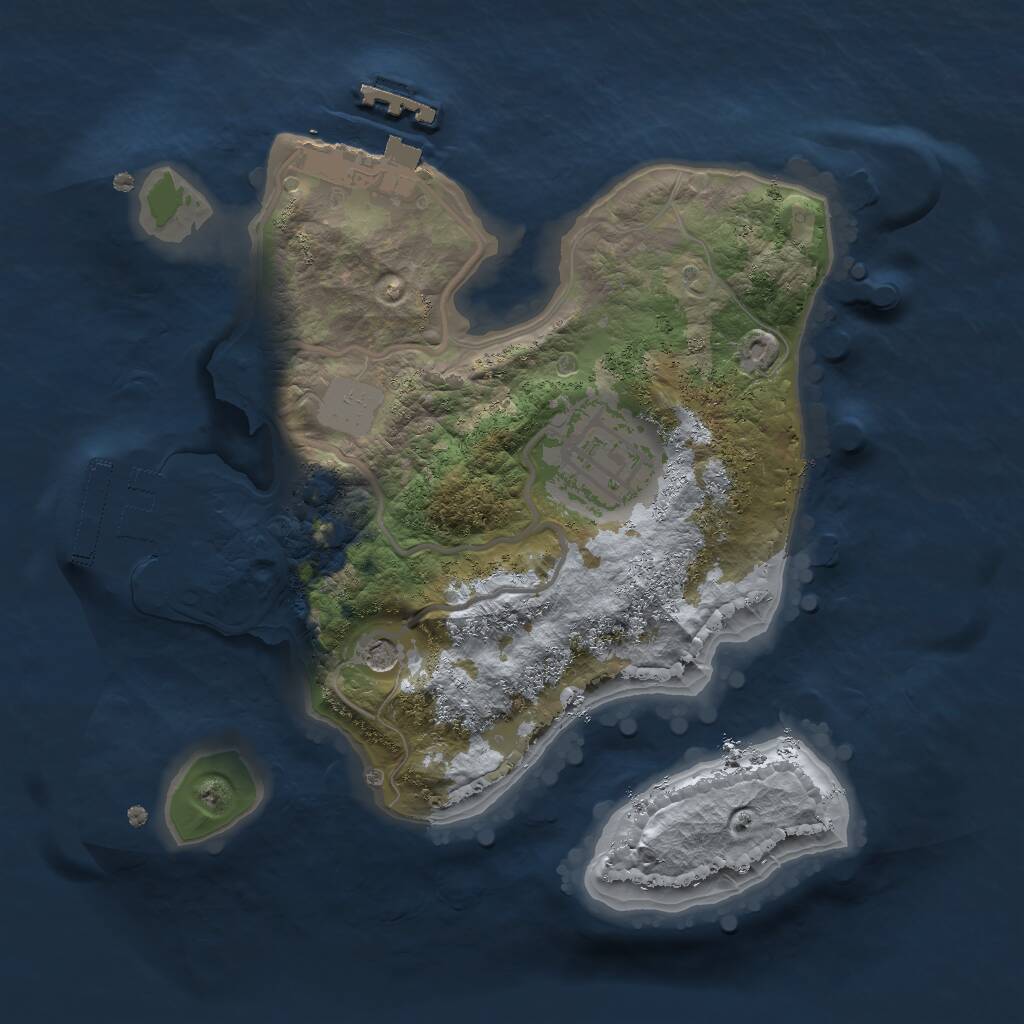 Rust Map: Procedural Map, Size: 2000, Seed: 10393021, 5 Monuments