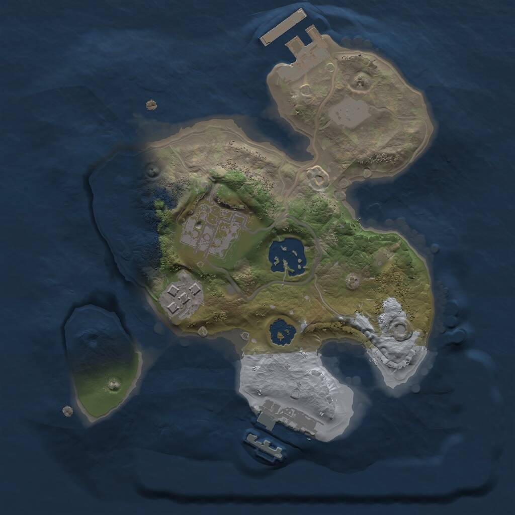Rust Map: Procedural Map, Size: 2000, Seed: 221465, 6 Monuments