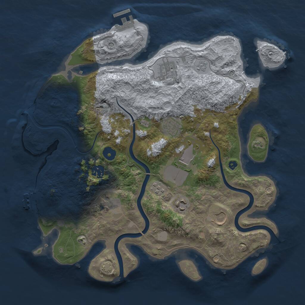 Rust Map: Procedural Map, Size: 3500, Seed: 83187621, 14 Monuments