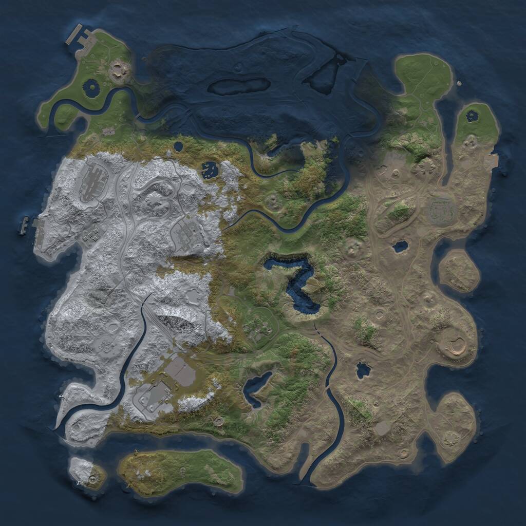Rust Map: Procedural Map, Size: 4500, Seed: 1240568, 16 Monuments