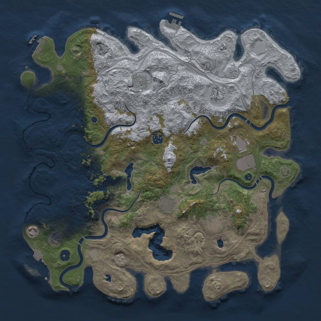 Rust Map: Procedural Map, Size: 4500, Seed: 992541306, 14 Monuments