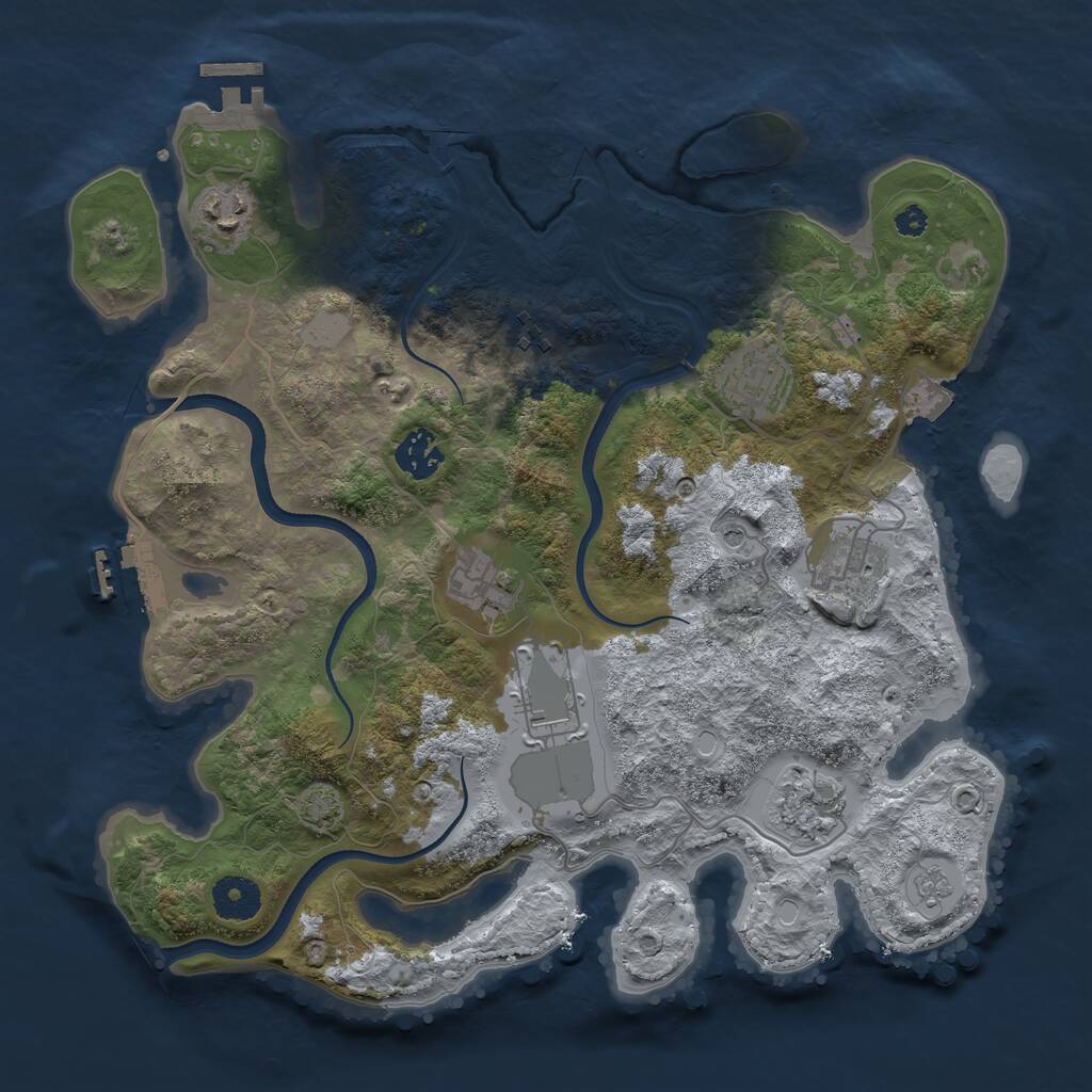 Rust Map: Procedural Map, Size: 3500, Seed: 1827507946, 14 Monuments