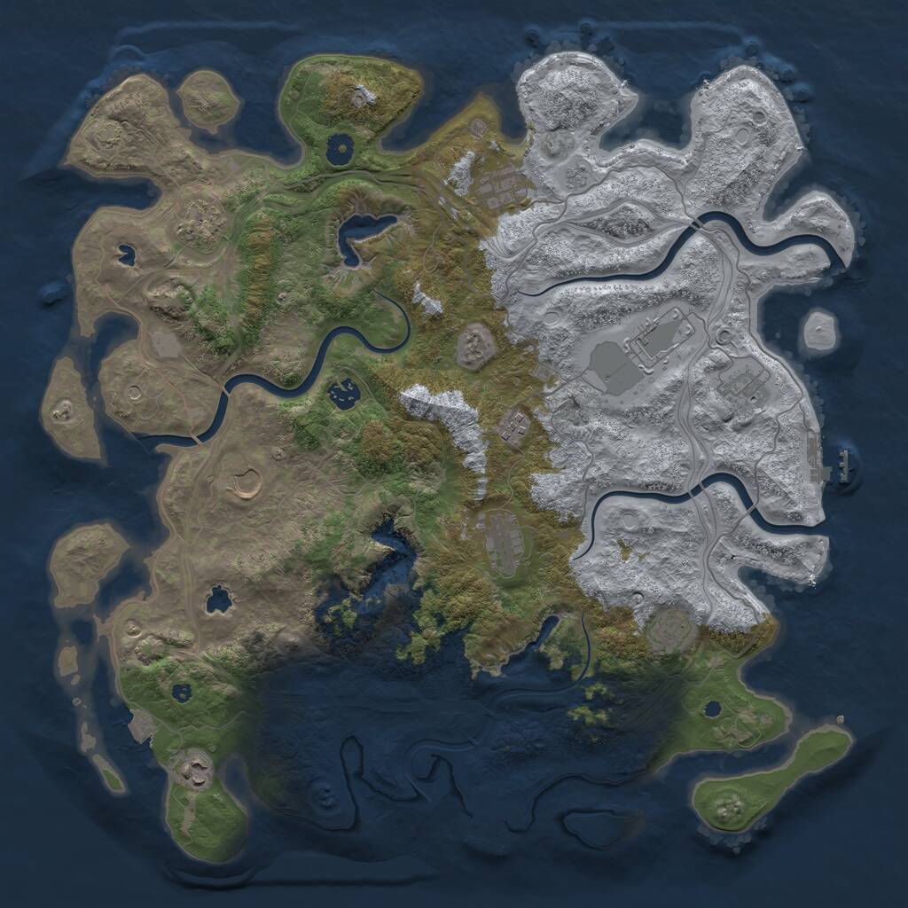 Rust Map: Procedural Map, Size: 4500, Seed: 1738943311, 16 Monuments