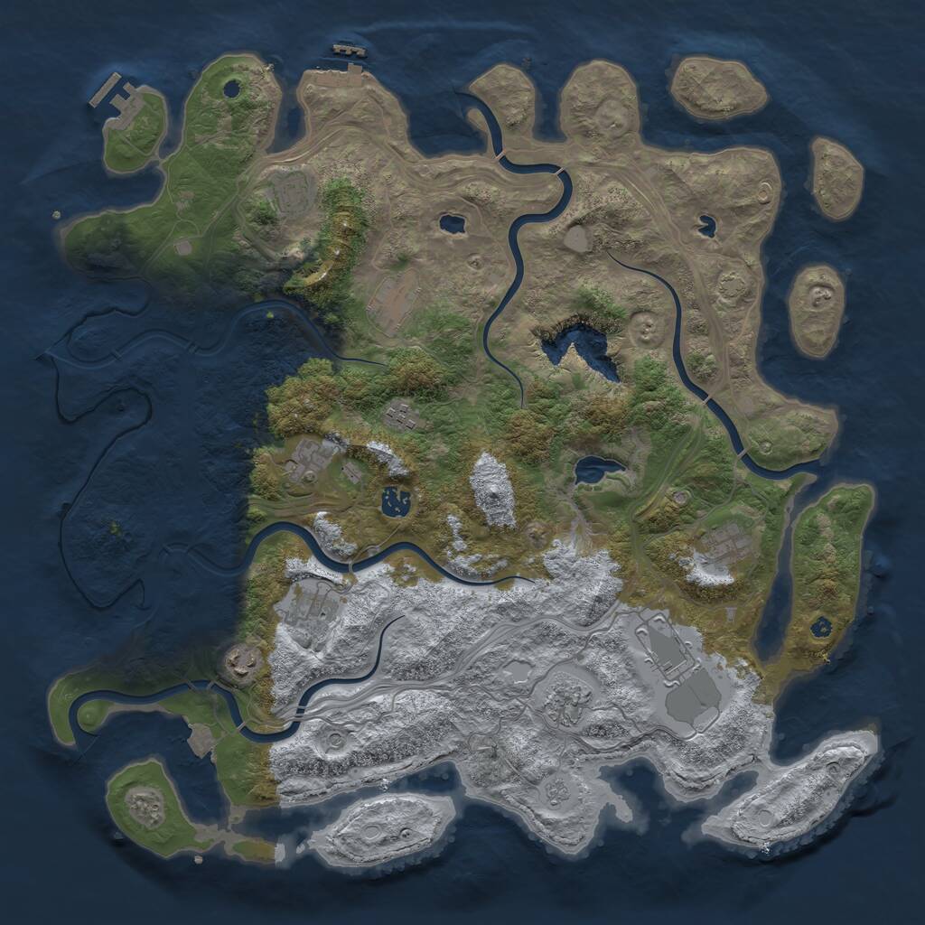 Rust Map: Procedural Map, Size: 4500, Seed: 490385510, 16 Monuments