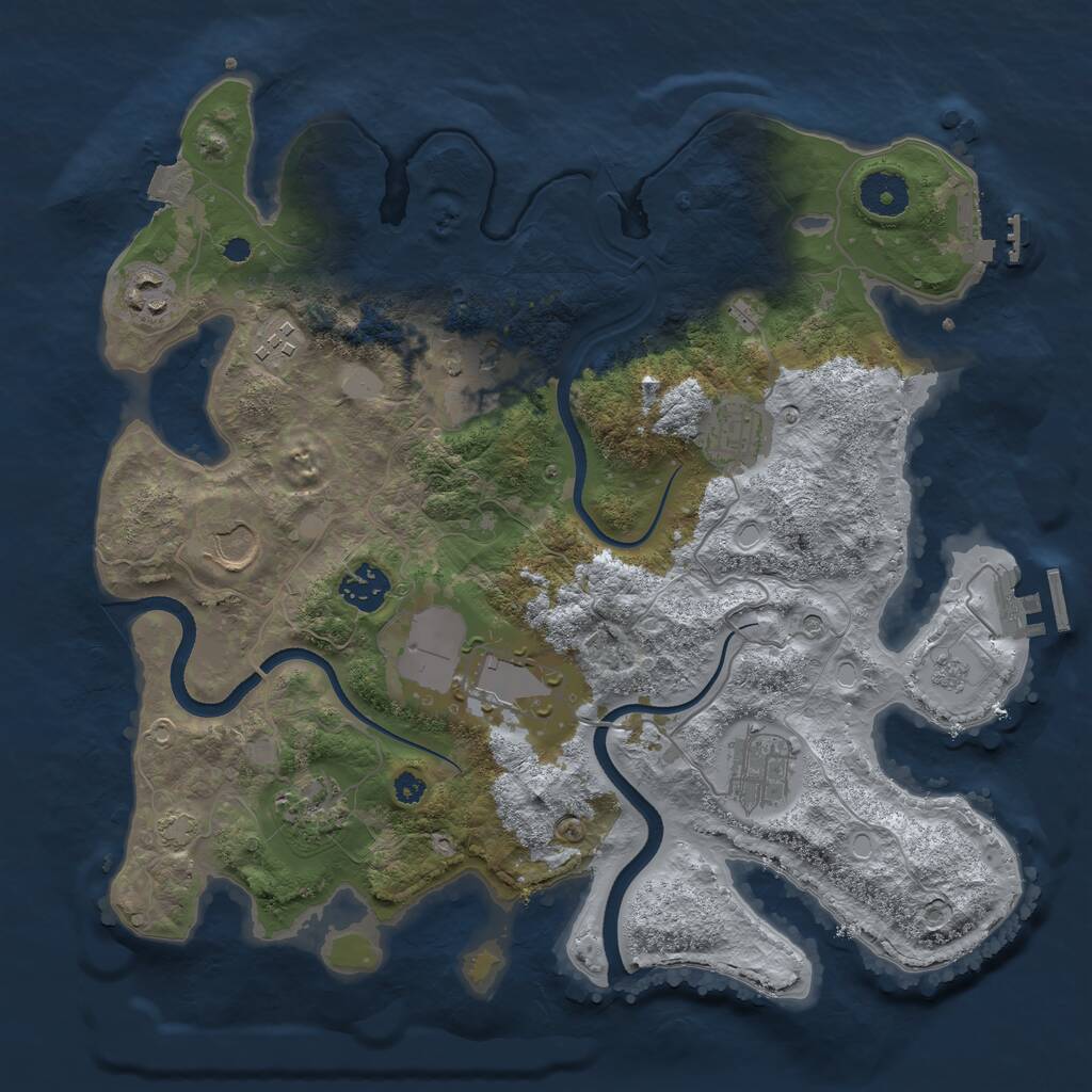 Rust Map: Procedural Map, Size: 3500, Seed: 9393, 15 Monuments