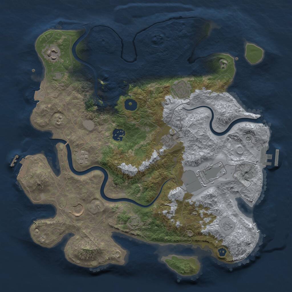 Rust Map: Procedural Map, Size: 3500, Seed: 954386006, 13 Monuments