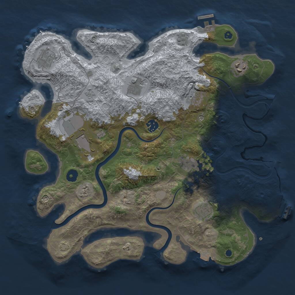 Rust Map: Procedural Map, Size: 3700, Seed: 470243383, 15 Monuments