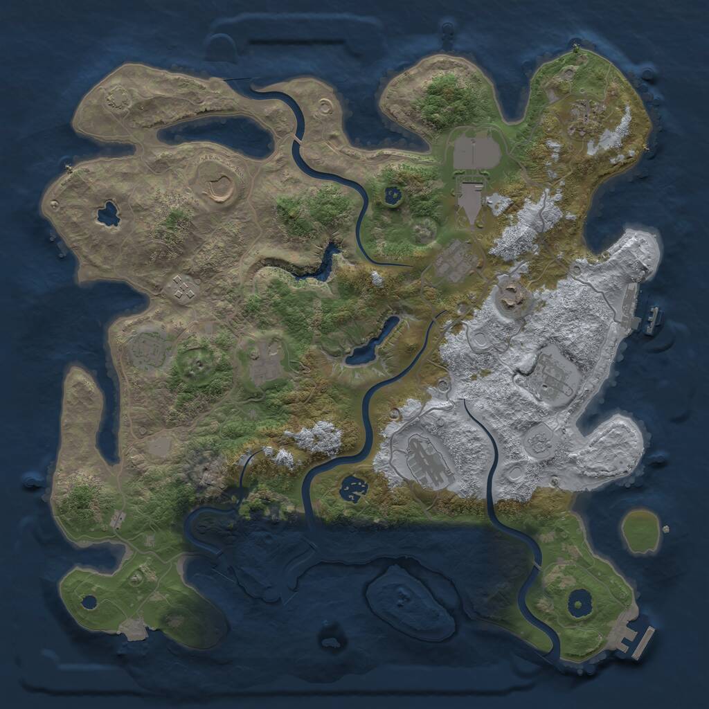 Rust Map: Procedural Map, Size: 4000, Seed: 1891485322, 17 Monuments
