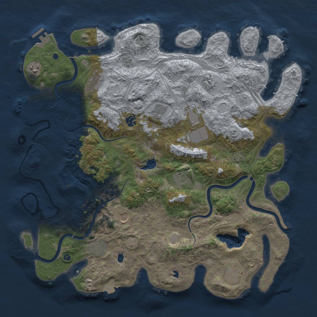 Rust Map: Procedural Map, Size: 4500, Seed: 1285451560, 17 Monuments