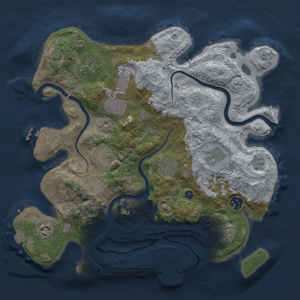 Rust Map: Procedural Map, Size: 3500, Seed: 2086831926, 14 Monuments