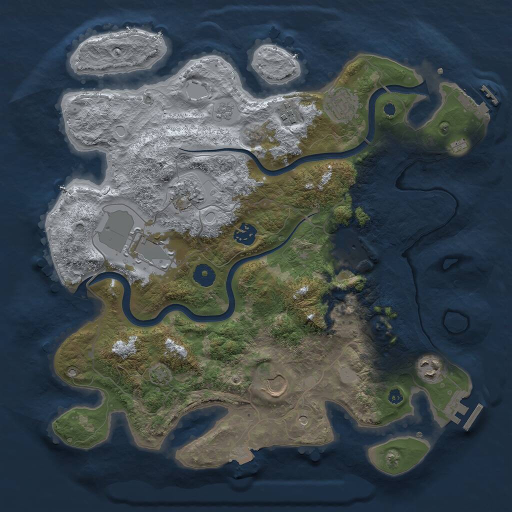 Rust Map: Procedural Map, Size: 3500, Seed: 1715104, 14 Monuments
