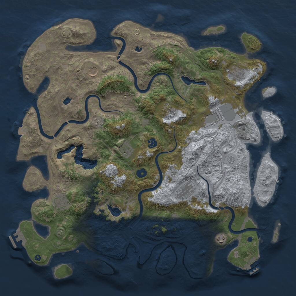 Rust Map: Procedural Map, Size: 4500, Seed: 438510179, 16 Monuments