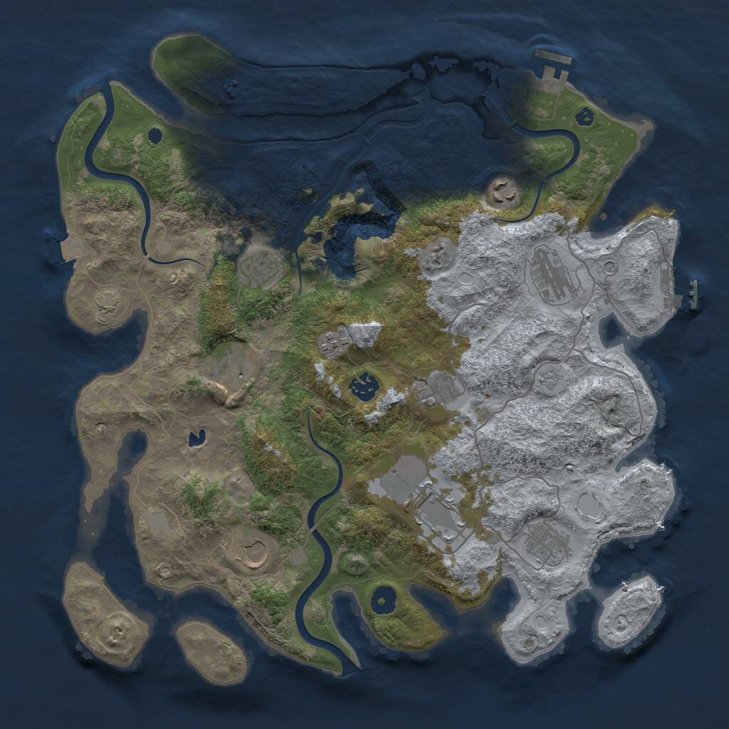 Rust Map: Procedural Map, Size: 4000, Seed: 1466937673, 16 Monuments