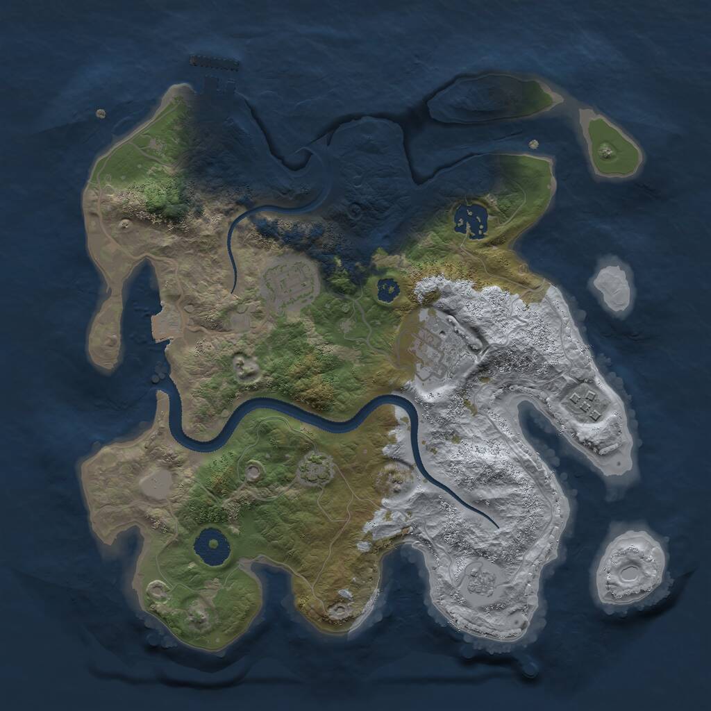 Rust Map: Procedural Map, Size: 3000, Seed: 82545, 8 Monuments
