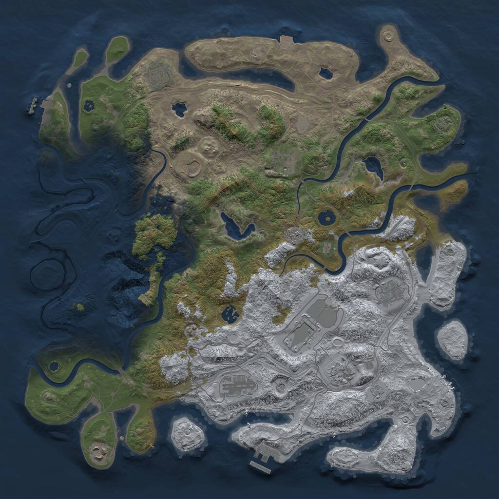 Rust Map: Procedural Map, Size: 4500, Seed: 994191091, 16 Monuments