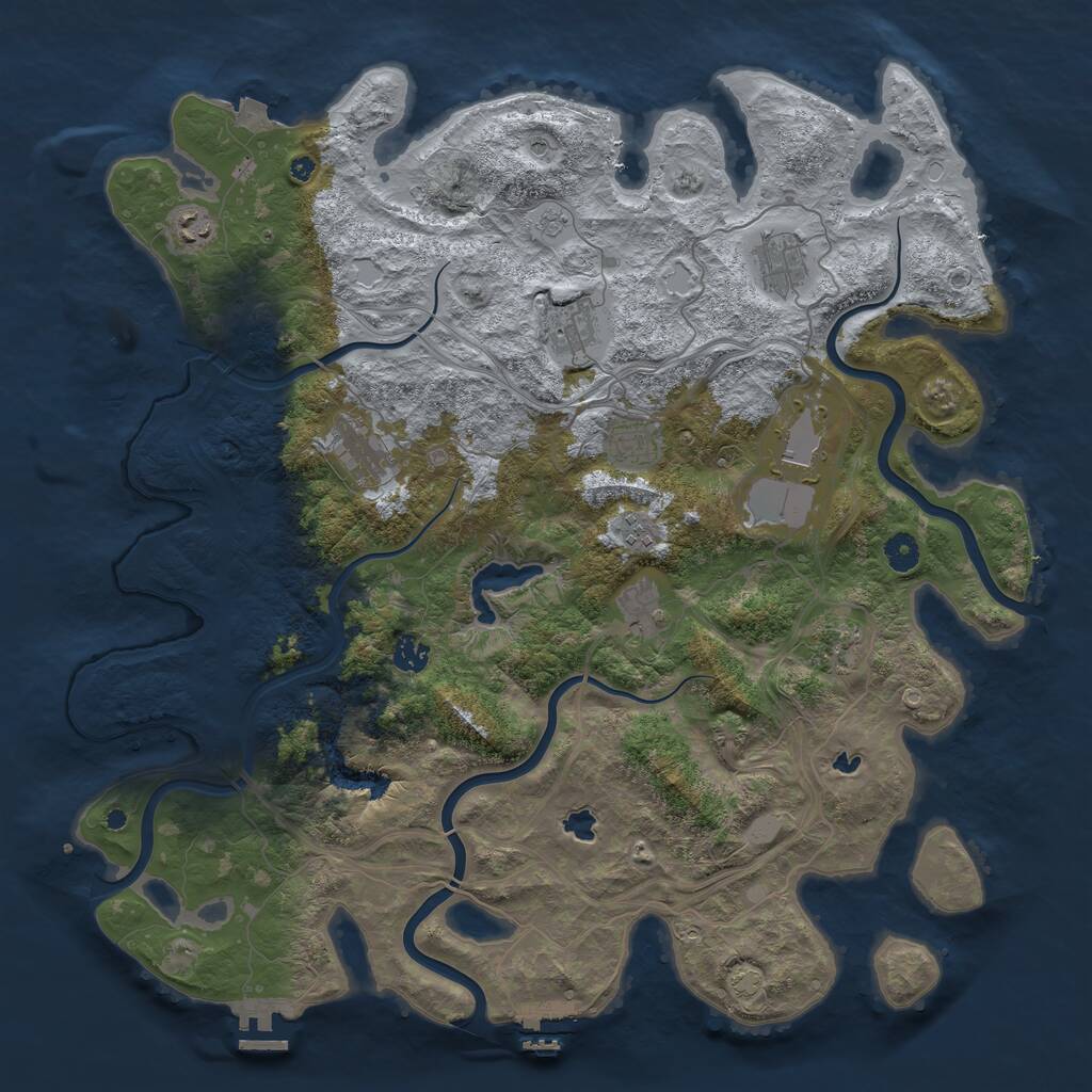 Rust Map: Procedural Map, Size: 4500, Seed: 885436994, 16 Monuments