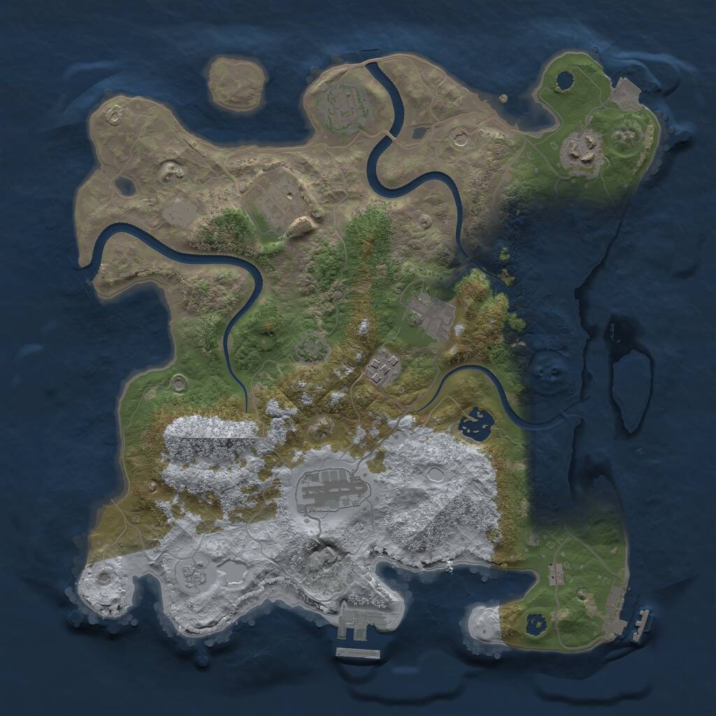 Rust Map: Procedural Map, Size: 3300, Seed: 613364292, 13 Monuments