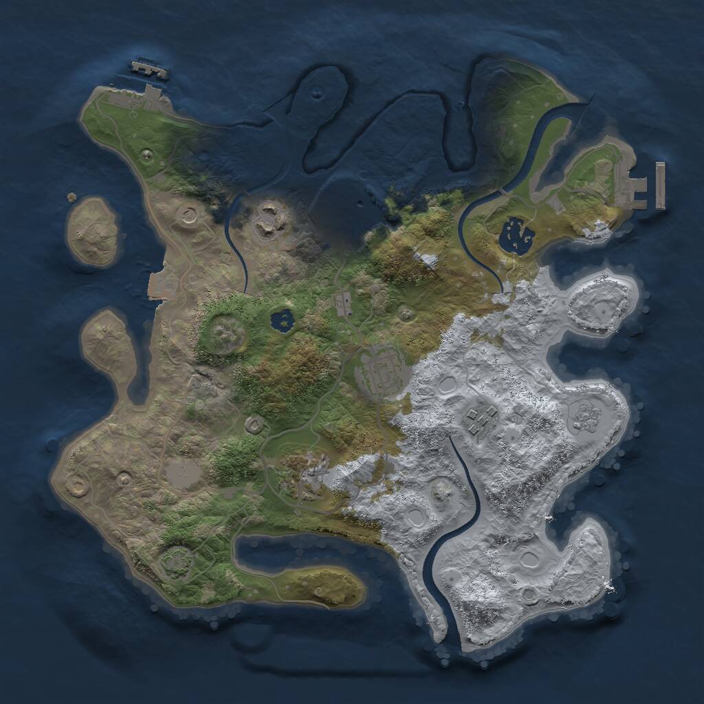 Rust Map: Procedural Map, Size: 3000, Seed: 1254360708, 12 Monuments