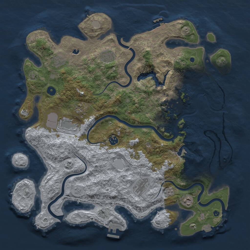 Rust Map: Procedural Map, Size: 4200, Seed: 991852509, 15 Monuments