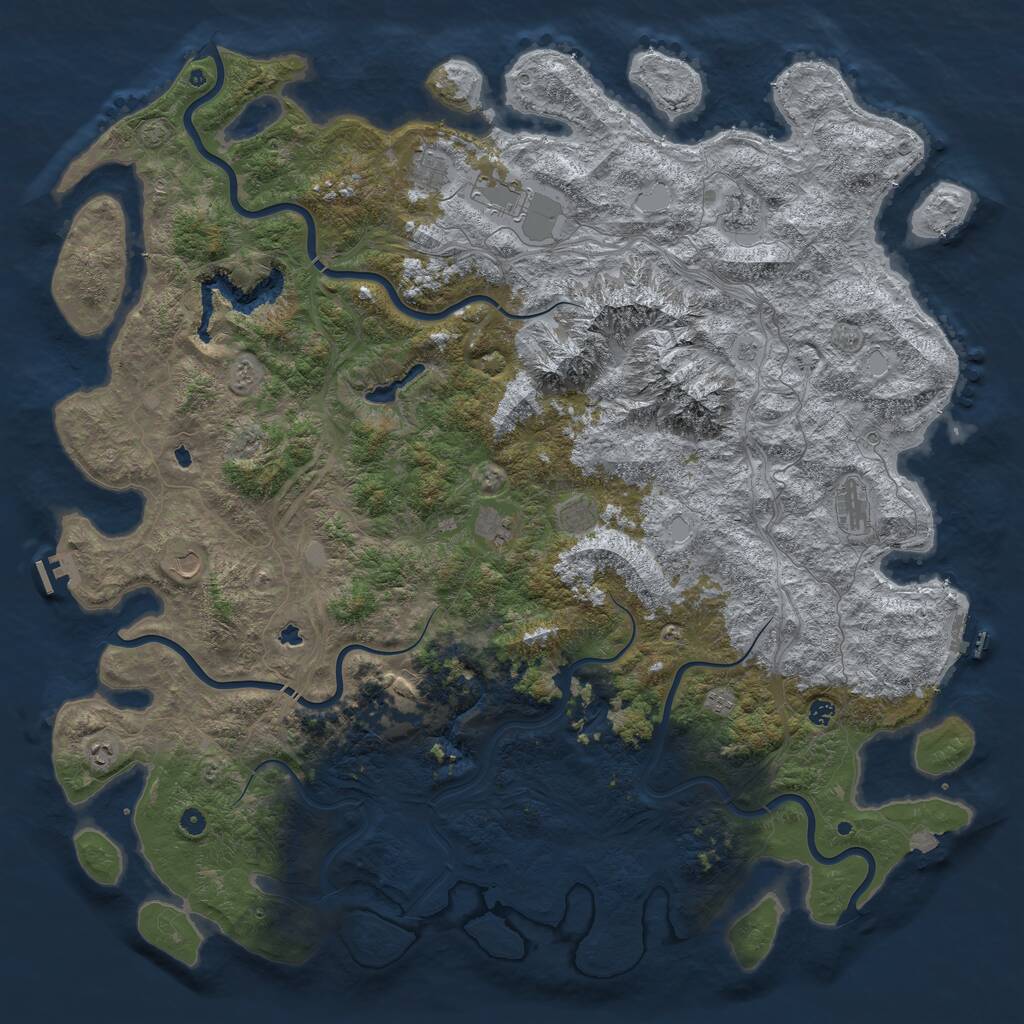 Rust Map: Procedural Map, Size: 6000, Seed: 537, 17 Monuments