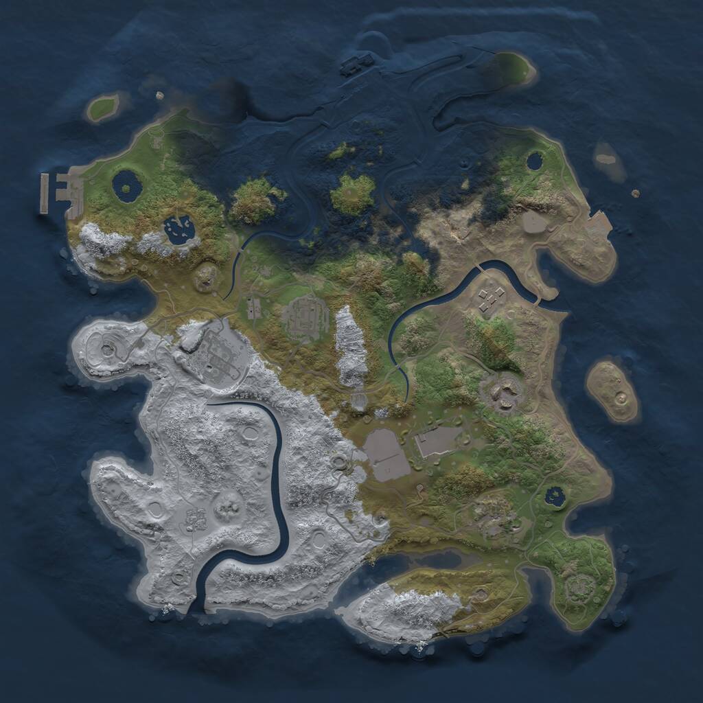 Rust Map: Procedural Map, Size: 3500, Seed: 2661813, 13 Monuments