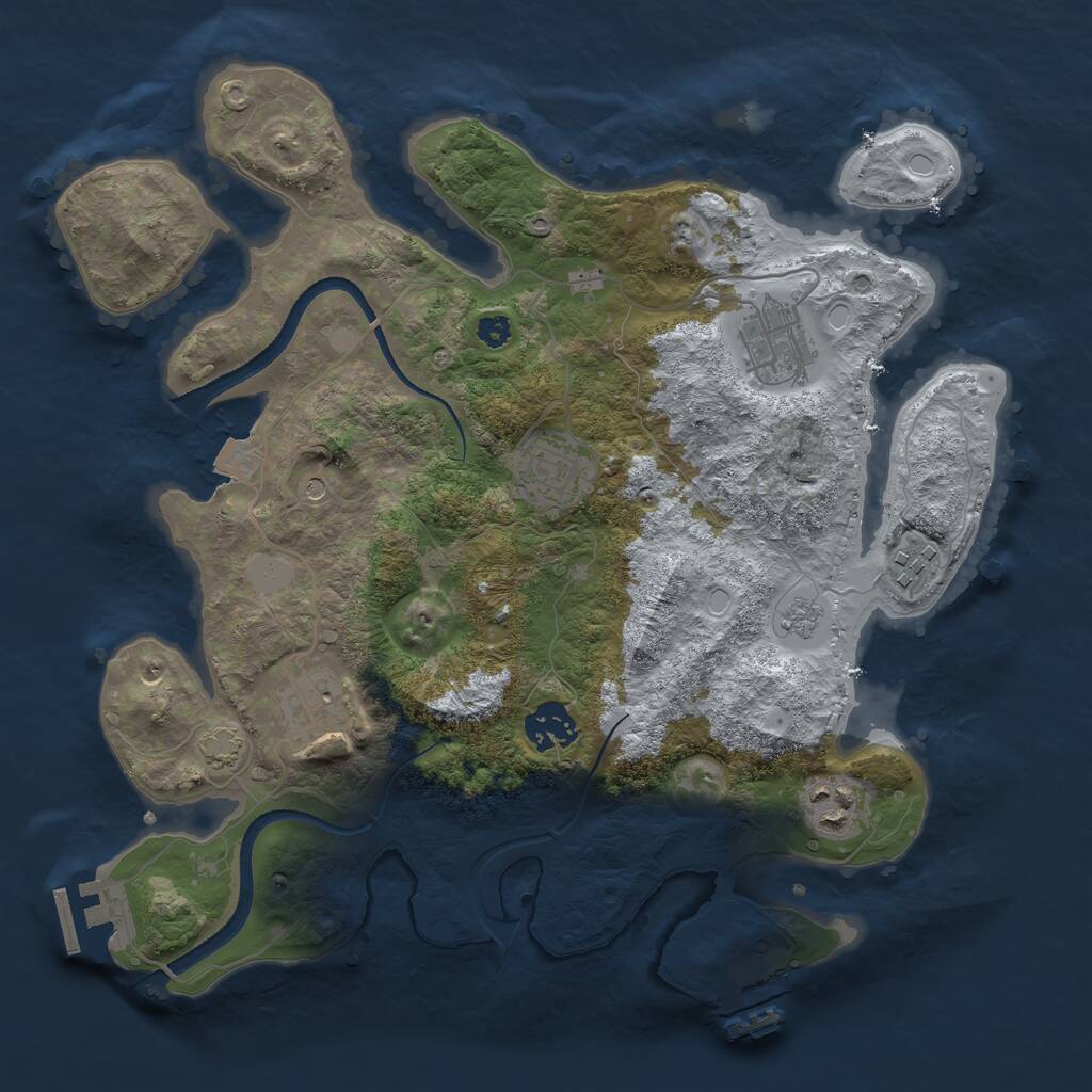 Rust Map: Procedural Map, Size: 3300, Seed: 1954406444, 12 Monuments