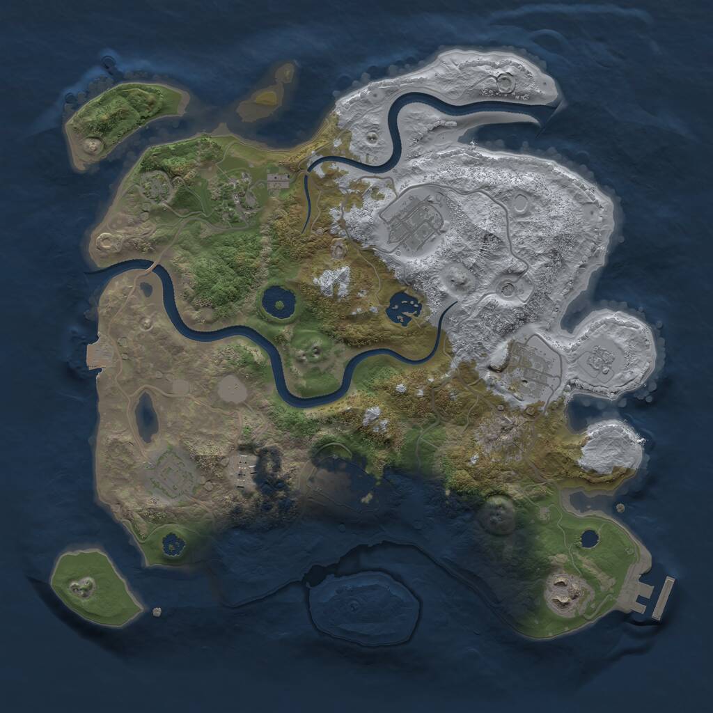 Rust Map: Procedural Map, Size: 3250, Seed: 55449, 13 Monuments