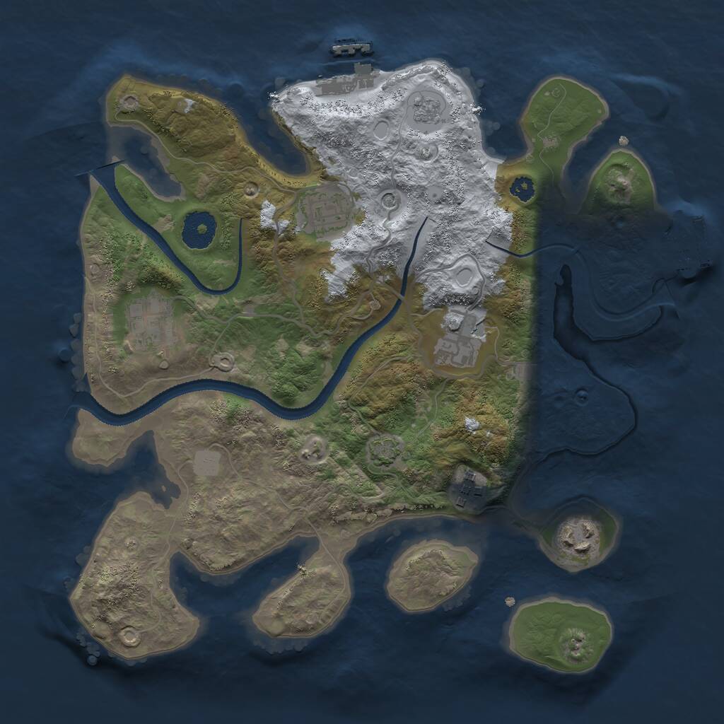 Rust Map: Procedural Map, Size: 3000, Seed: 154930467, 11 Monuments