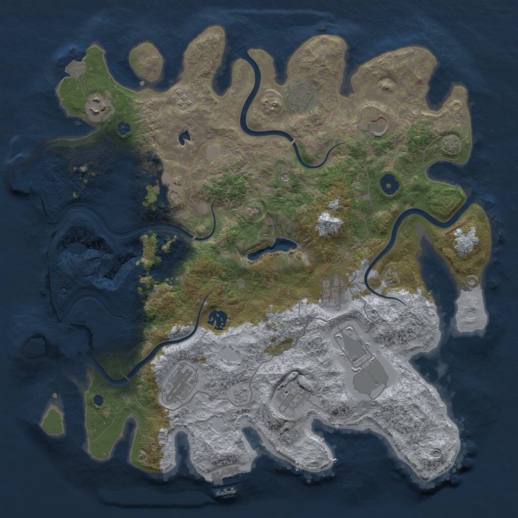 Rust Map: Procedural Map, Size: 4000, Seed: 67954, 16 Monuments