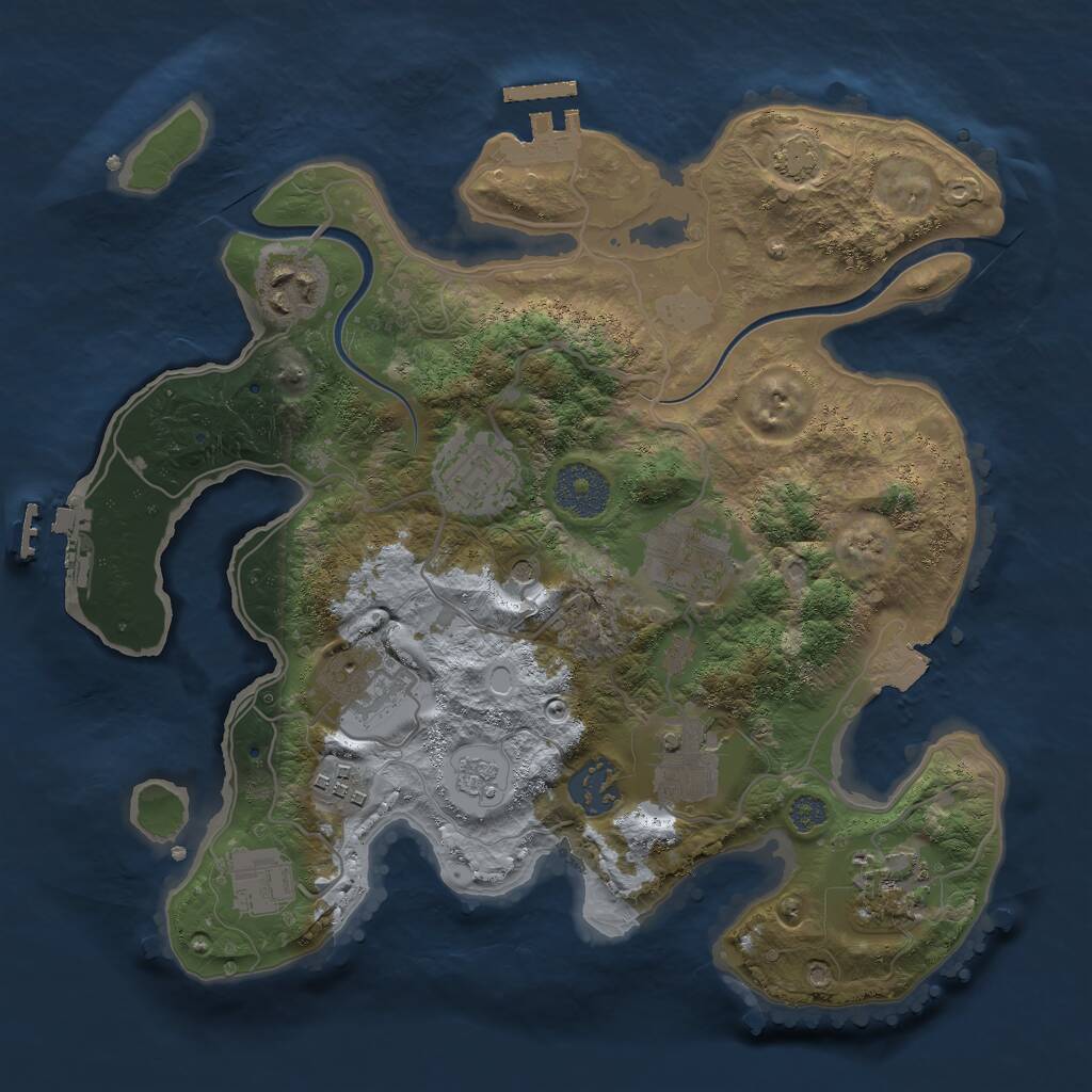 Rust Map: Procedural Map, Size: 3000, Seed: 4380, 14 Monuments