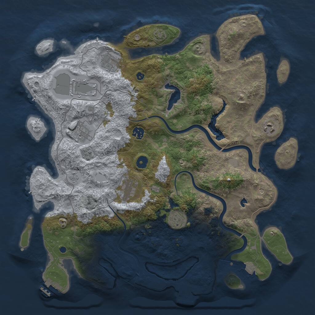 Rust Map: Procedural Map, Size: 4000, Seed: 1639654379, 14 Monuments