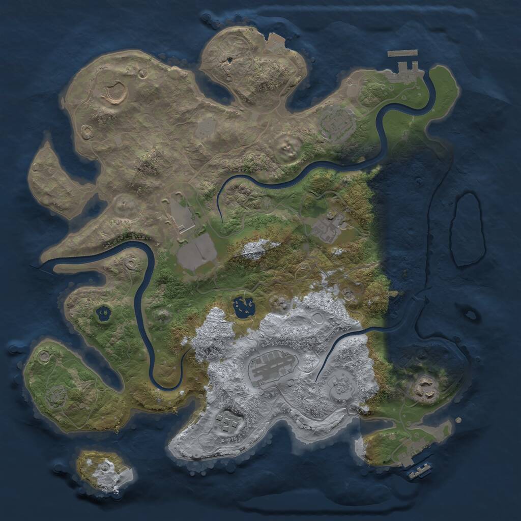 Rust Map: Procedural Map, Size: 3500, Seed: 31525, 14 Monuments